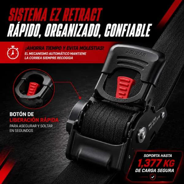 Kit Zenkar™ Anti-Deslizante: 2 Correas Retráctiles de Alta Resistencia