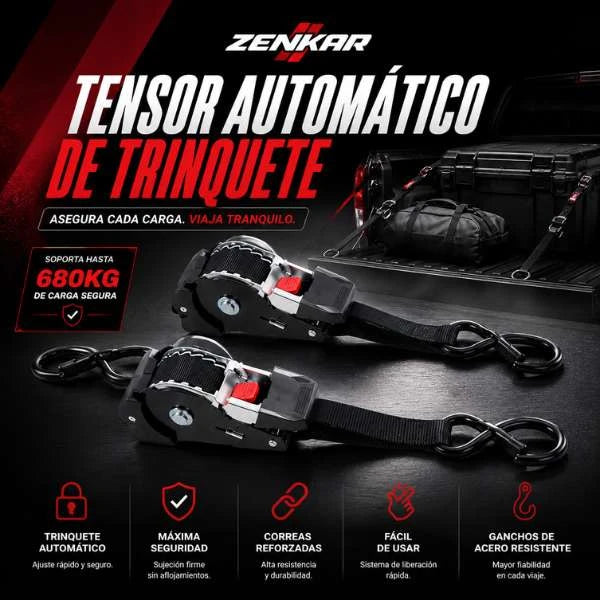 Kit Zenkar™ Anti-Deslizante: 2 Correas Retráctiles de Alta Resistencia