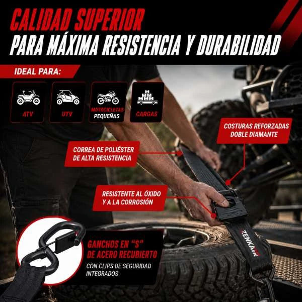 Kit Zenkar™ Anti-Deslizante: 2 Correas Retráctiles de Alta Resistencia