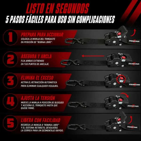 Kit Zenkar™ Anti-Deslizante: 2 Correas Retráctiles de Alta Resistencia