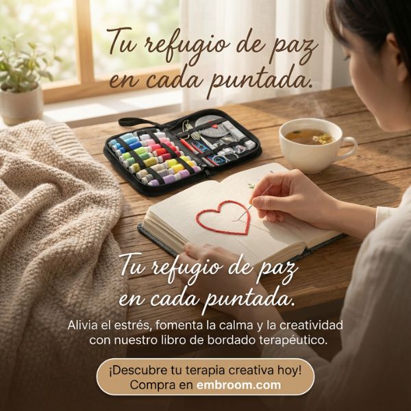 Kit Terapia de Costura: Libro de puntadas + Set de accesorios de bordado
