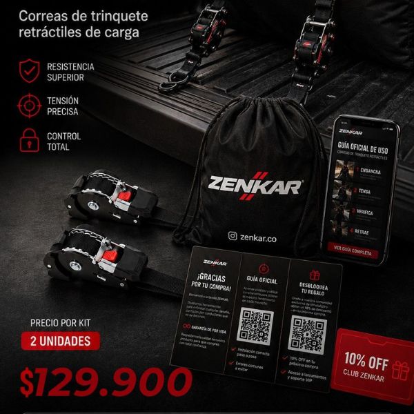Kit Zenkar™ Anti-Deslizante: 2 Correas Retráctiles de Alta Resistencia